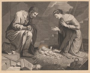 Marie et Joseph en adoration devant l