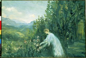 Femme dans un jardin