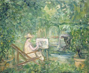 Femme peignant dans un paysage, 1900-10