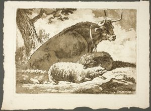 Un taureau et deux moutons