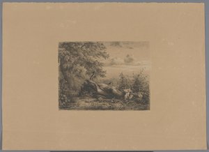Arbre renversé au bord de la forêt (série de cinq épreuves) - Pierre Louis Dubourcq (workshop of)