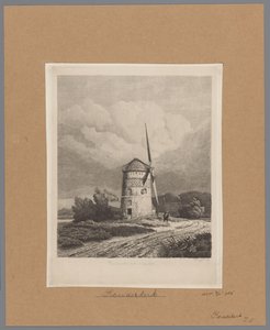 Vue du moulin de pierre ou moulin de Rembrandt à Koudekerk aan den Rijn