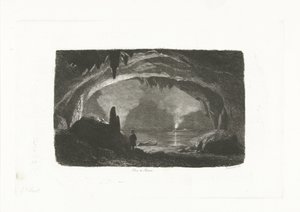 Homme avec une barque dans les grottes de Han - Pierre Louis Dubourcq