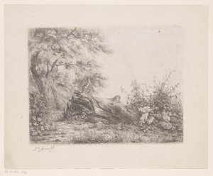 Arbre renversé au bord de la forêt - Pierre Louis Dubourcq