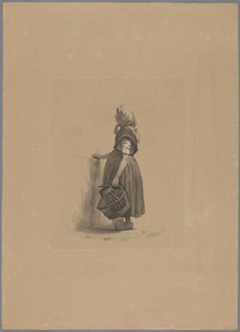 Fille debout avec un panier de volaille - Pierre Louis Dubourcq