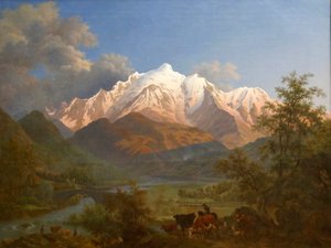 Vue du Mont-Blanc depuis Sallanches au crépuscule - Pierre Louis de La Rive
