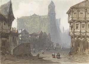 La vieille place du marché à Rouen - Pierre Luc Charles Ciceri