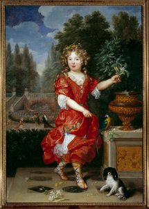 Portrait en pied de Mademoiselle de Blois (1666-1739) Marie Anne de Bourbon, fille de Louis XIV et de Mademoiselle de La Vallière, future princesse de Conti - Pierre Mignard