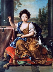 Portrait de Louise Marie Anne de Bourbon ou Mademoiselle de Tours (1674-1681), peinture par Pierre Mignard (1612-1695) - Pierre Mignard