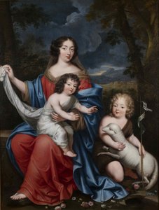 Portrait de Madame de Maintenon 1635-1719, avec les enfants naturels de Louis XIV, 17e siècle - Pierre Mignard
