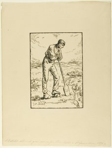 Fossoyeur appuyé sur sa pelle - Pierre Millet