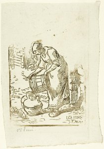 Femme remplissant des arrosoirs - Pierre Millet