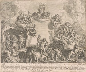 La Prima Macchina pour la Chinea de 1738 : Allégorie de la Providence Royale - Pierre Parrocel