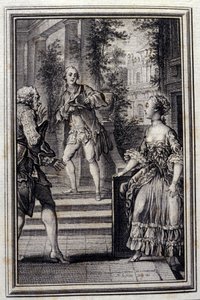 La Confidente sans savoir ou le Stratagème - dans Contes et nouvelles en vers de Jean La Fontaine. 1776. Illustration de P.P. Choffard.