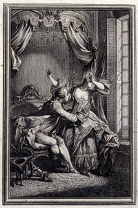 Richard Minulto - dans « Contes et nouvelles en vers » par Jean de La Fontaine. 1776. Illustration par P.P. Choffard. - Pierre Philippe Choffard