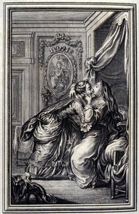 La Couturière - dans « Contes et nouvelles en vers » de Jean La Fontaine. 1776. Illustration de P.P. Choffard. - Pierre Philippe Choffard
