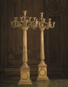Paire de candélabres Empire en bronze doré à douze branches, début du 19e siècle (bronze doré)
