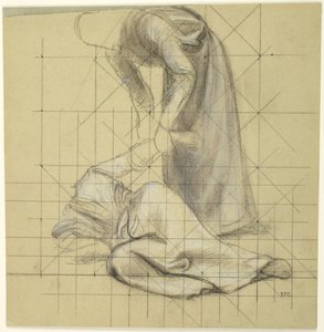 Personnage relevant un personnage tombé, étude pour la série « La vie de sainte Geneviève », Paris, Panthéon - Pierre Puvis de Chavannes