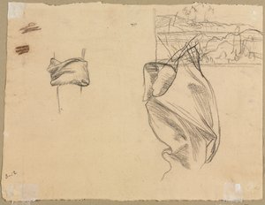 Études de draperie et étude de paysage (verso) - Pierre Puvis de Chavannes