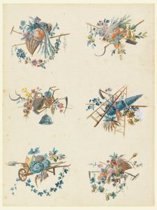 Six trophées avec les attributs du jardinage - Pierre Ranson
