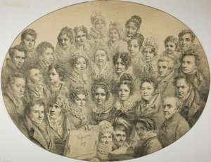 Portraits de 31 personnes dans un ovale - Pierre Roch Vigneron