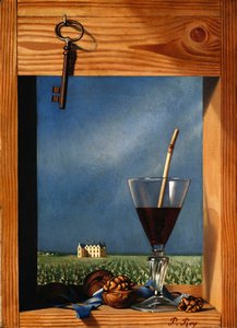 Verre de vin devant un château