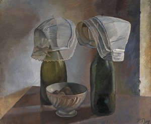 Nature morte avec bouteilles et bonnets bretons, vers 1924