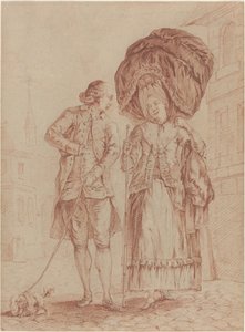 Un clerc accompagnant une dame lors de sa promenade matinale - Pierre Thomas Le Clerc