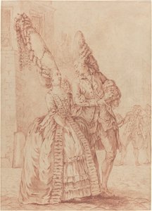Une dame et un gentleman avec des coiffes exagérées - Pierre Thomas Le Clerc