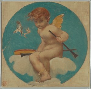 Étude pour un médaillon avec putto tenant des attributs de la musique - Pierre Victor Galland