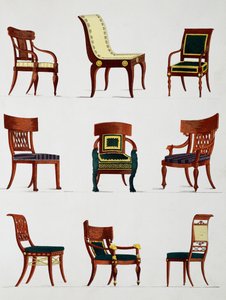 Fauteuils et chaises, époque Consulat, Illustration de Collection de meubles et objets de goût