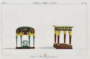 Tables pour fleurs ou supports de fleurs, planche 84, illustration de Collection de meubles et objets de goût - Pierre de La Mesangere