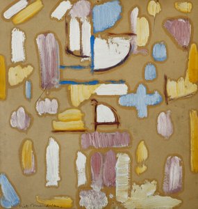 Composition avec rose, bleu, jaune et blanc (façade d