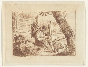 Homme assis avec un panier sur le dos - Pieter Barbiers (IV)