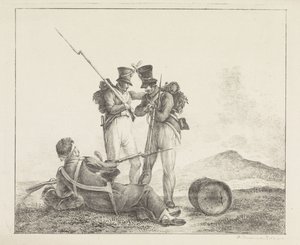 Trois soldats sur le champ de bataille - Pieter Bartholomeusz. Barbiers