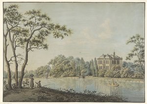 Vue sur la maison Over Holland avec pavillon de thé sur la Vecht à Nieuwersluis