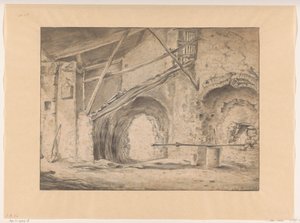 Intérieur avec porte et escalier - Pieter Bodding van Laer