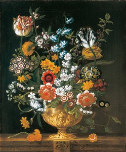 Avril, des Douze Mois de Fleurs, un calendrier floral de natures mortes