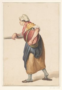 Femme debout avec un seau sous le bras - Pieter Christoffel Wonder