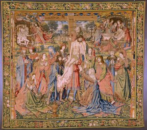 Tapisserie flamande. Série La Passion du Christ : Descente de croix. Manufacture Pieter van Aelst. Dessinateur Jan van Roome. Vers 1507-1520 - Pieter Coecke van Aelst
