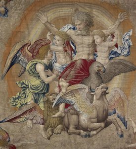 Dieu le Père avec les symboles des quatre apôtres (tétramorphe), connu sous le nom de La Trinité - Pieter Coecke van Aelst