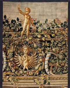 Vertumne et Pomone : Vertumne transformé en pêcheur, vers 1550 (or, laine et soie) - Pieter Coecke van Aelst