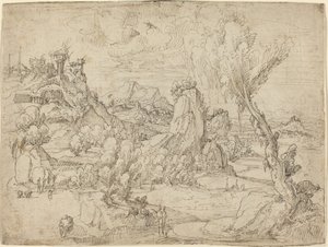 Paysage avec le baptême du Christ - Pieter Cornelisz Kunst