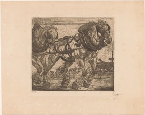 Chevaux de trait près de la Seine à Paris