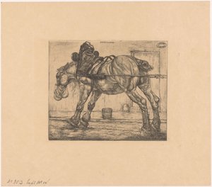 Cheval de trait avec un sac d