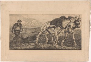 Twee ploegende paarden - Pieter Dupont