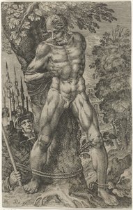 Achior attaché à un arbre - Pieter Feddes van Harlingen