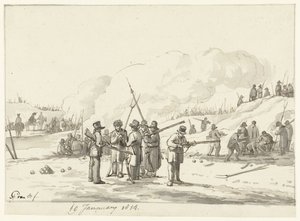 Campement de citoyens dans les dunes de Hollande-Septentrionale, 19 janvier 1814