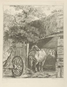 Deux chevaux dans une grange - Pieter Gerardus van Os