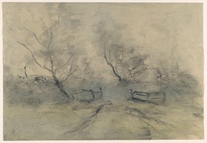 Lisière de forêt avec une clôture - Pieter H.J.J. Ras (signed by artist)